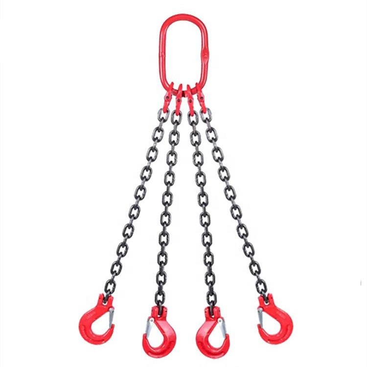 Grade 80 QOF Chain Sling Quad Leg w Quad Oblong Master Link on Top and Foundry Hooks on Bottom (1)