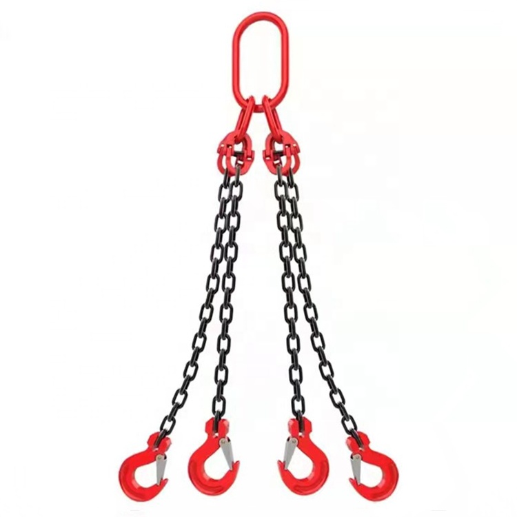 Grade 80 QOF Chain Sling Quad Leg w Quad Oblong Master Link on Top and Foundry Hooks on Bottom (3)