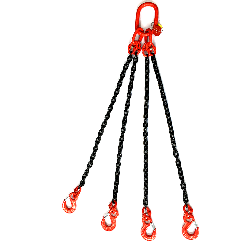 Grade 80 QOO Chain Sling Quad Leg w Quad Oblong Master Link on Top and Oblong Master Links on Bottom (2)
