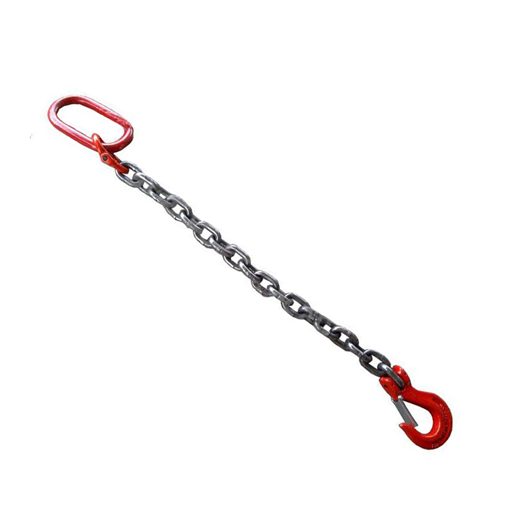 Grade 80 QOSL Chain Sling Quad Leg w Quad Oblong Master Link on Top and Self Locking Hooks on Bottom (2)