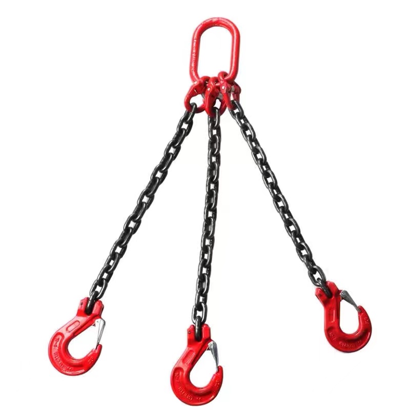Grade 80 SOS Chain Sling Single Leg w Oblong Master Link on Top and Sling Hook w Latch on Bottom (1)