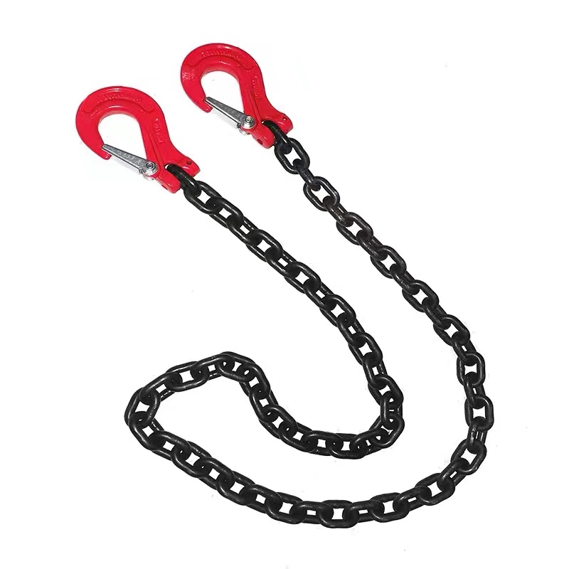Grade 80 SOS Chain Sling Single Leg w Oblong Master Link on Top and Sling Hook w Latch on Bottom (3)