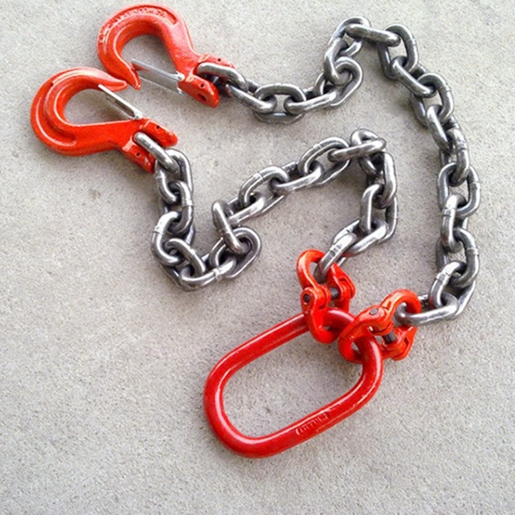Grade 80 SOSL Chain Sling Single Leg w Oblong Master Link on Top and Clevis Self Locking Hook on Bottom (2)
