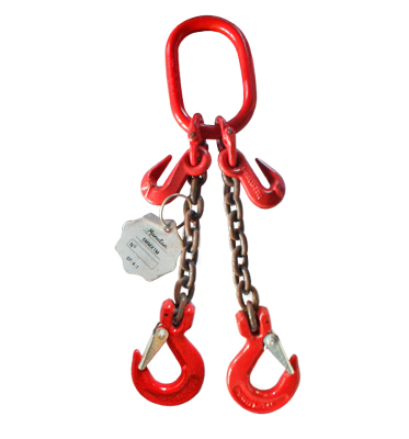 Grade 80 SSLG Chain Sling Single Leg w Self Locking (Safety) Hook on Top and Grab Hook on Bottom (3)