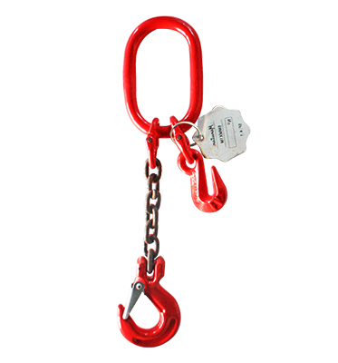 Grade 80 SSLG Chain Sling Single Leg w Self Locking (Safety) Hook on Top and Grab Hook on Bottom (4)