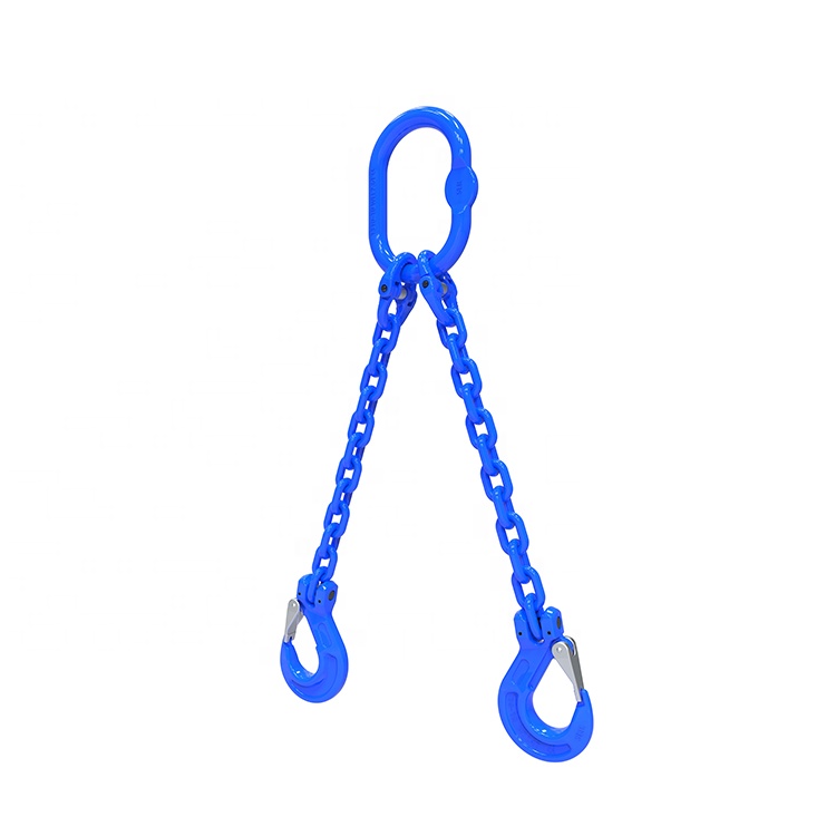 Grade 80 SSLSL Chain Sling Single Leg w Self Locking (Safety) Hooks Both Ends (1)