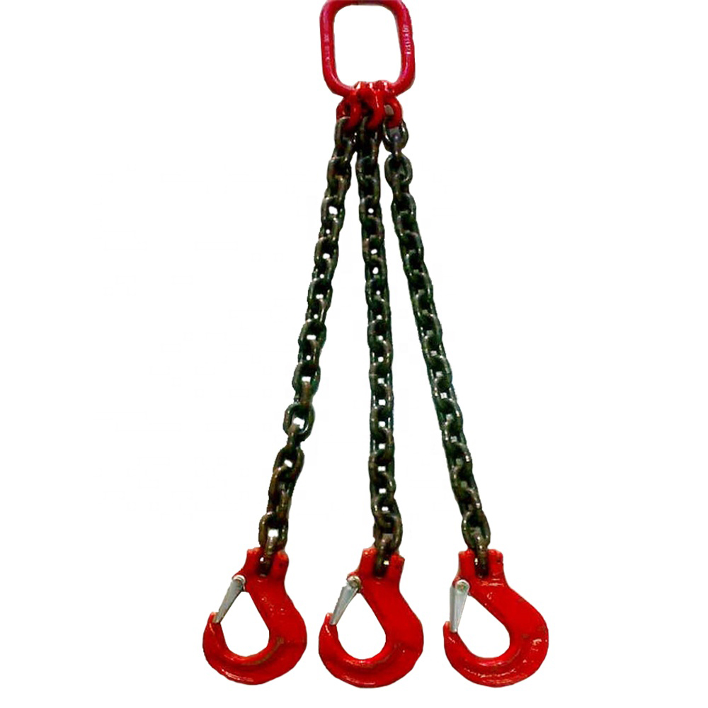 Grade 80 TOF Chain Sling Triple Leg w Quad Oblong Master Link on Top and Foundry Hooks on Bottom (2)