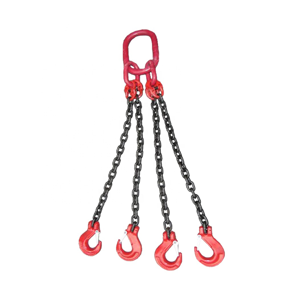 Grade 80 TOF Chain Sling Triple Leg w Quad Oblong Master Link on Top and Foundry Hooks on Bottom (3)