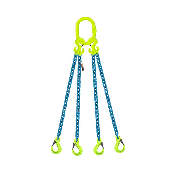 Grade 80 TOG Chain Sling Triple Leg w Quad Oblong Master Link on Top and Grab Hooks on Bottom